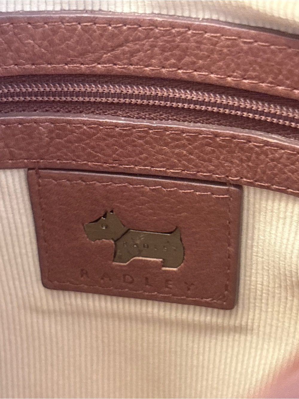 Radley London Brown Leather Phone Crossbody Bag Scottie Dog Tag - Picture 12 of 14